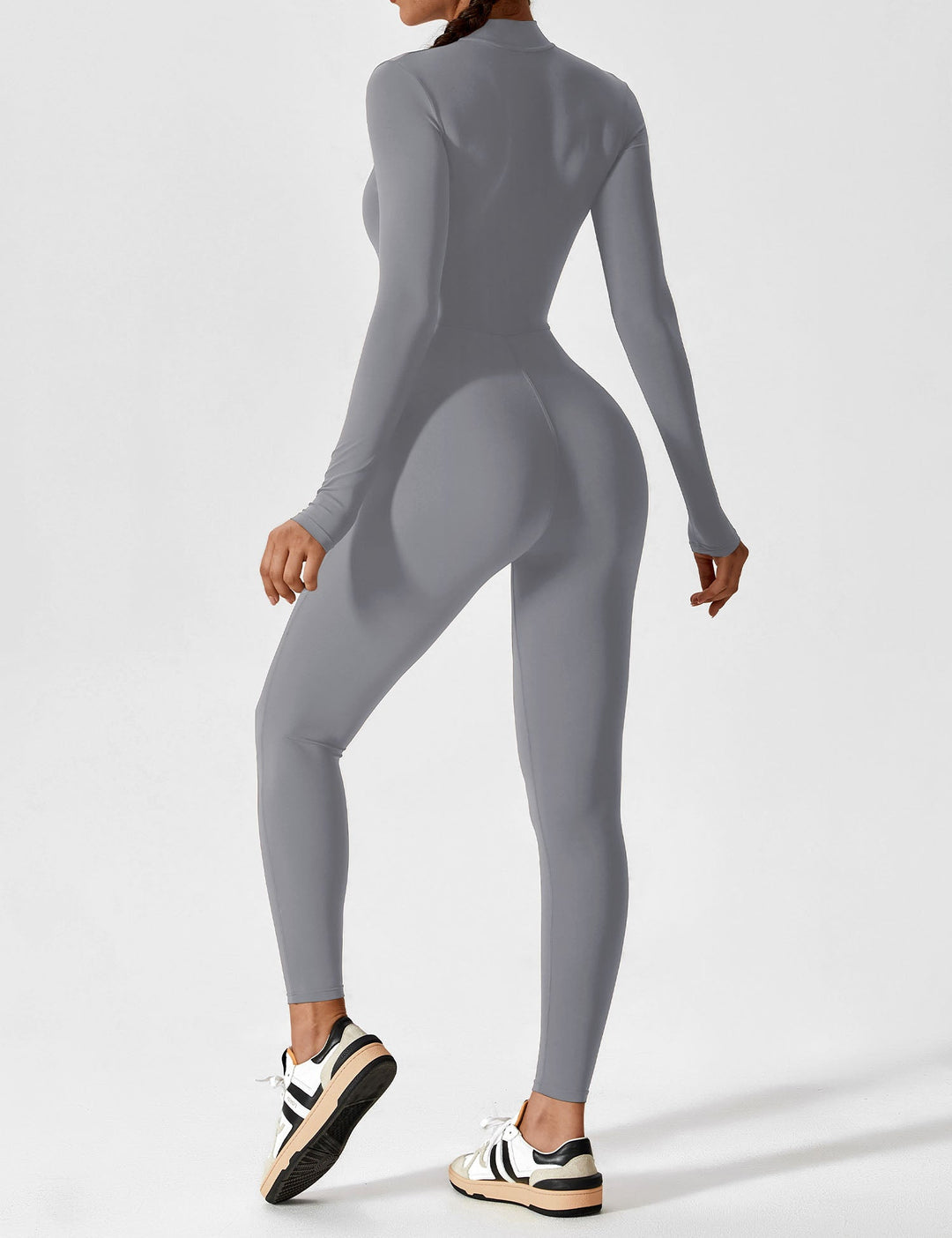 Comfortable stretchy women's jumpsuit, featuring a subtle zip detail, perfect for spring comfort