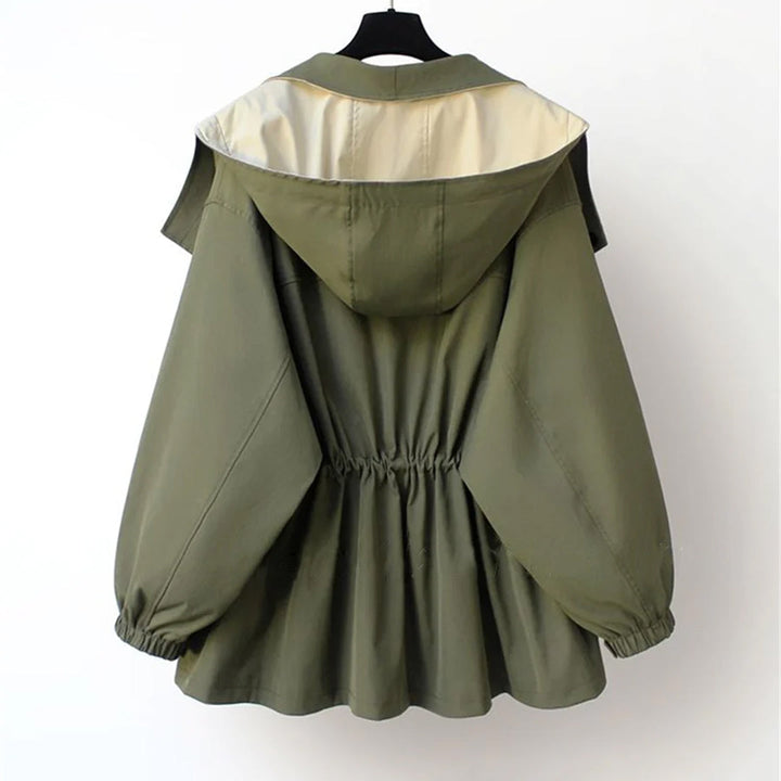 Stylish women's double layer hooded jacket in a versatile color, perfect for casual fashion