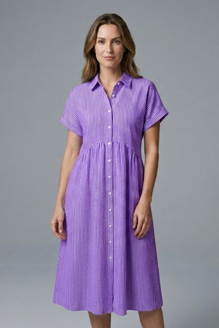 Sophisticated women's collared midi dress; a key piece for any wardrobe.