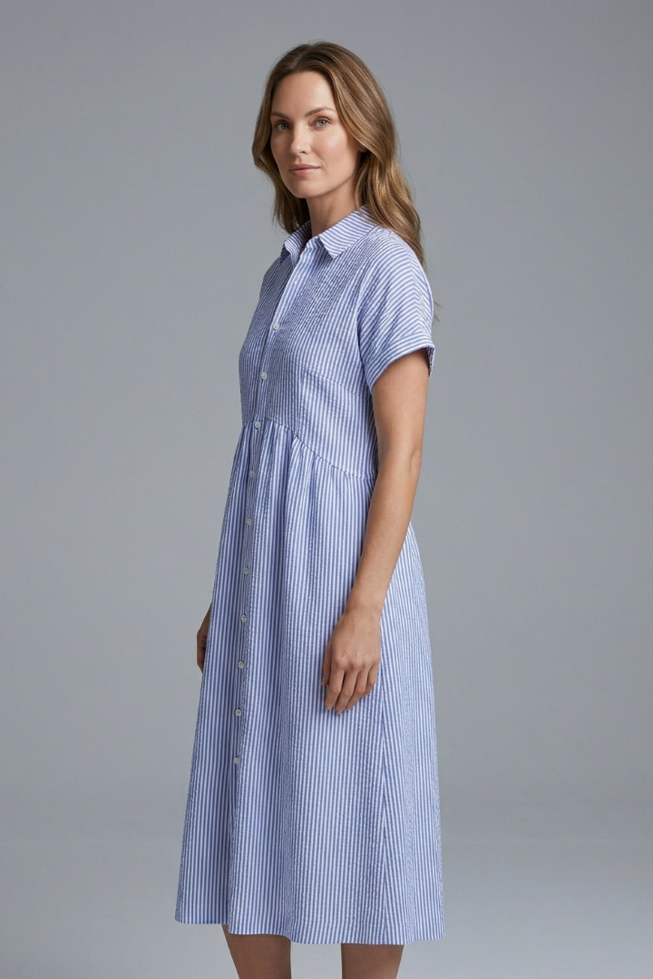 Versatile collared midi dress for women, perfect for office or casual wear.