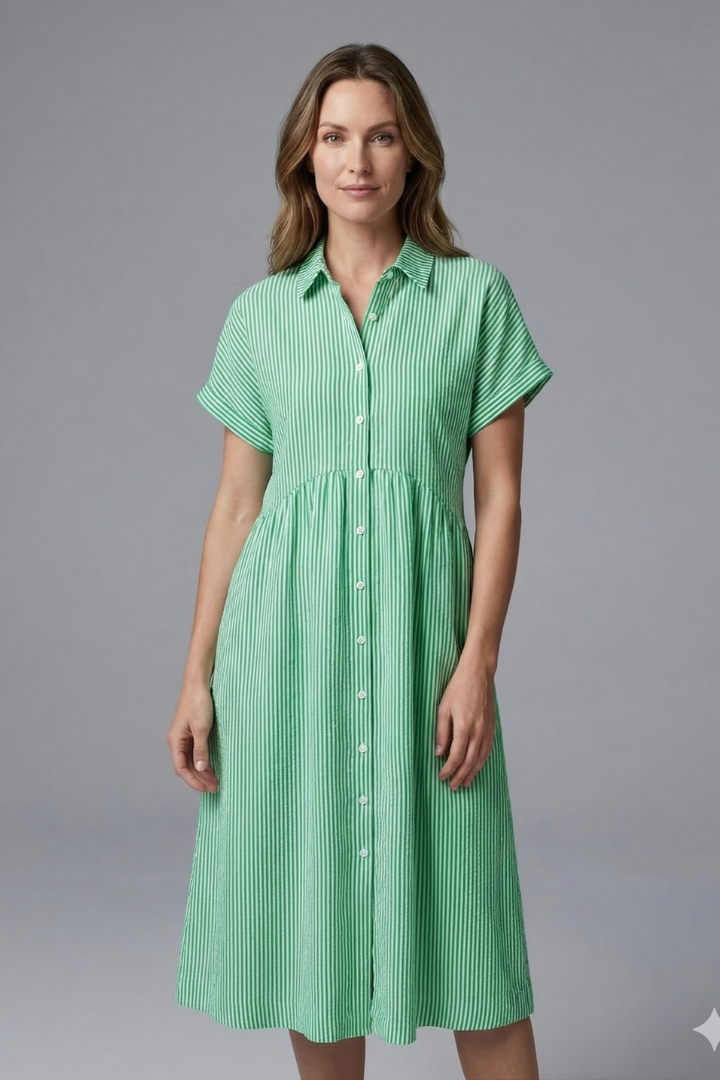 Everyday chic women's collared midi dress, perfect for spring/summer style.