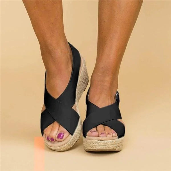 Casual summer espadrille wedge sandals for women, with a stylish ankle strap & comfort.