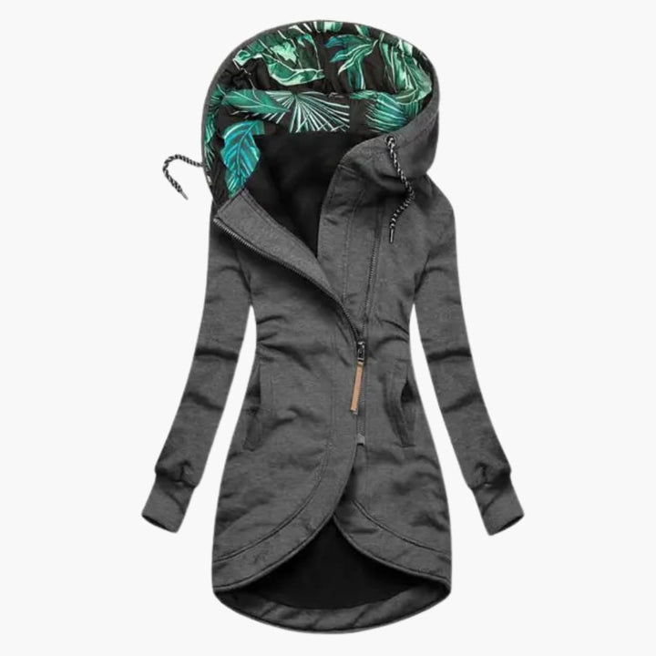 Elegant women's warm winter coat, a fashion-forward insulated jacket for cozy cold weather protection.