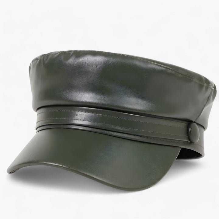Women's stylish driving cabbie hat, an octagonal flat cap in sleek PU leather, a trendy accessory.