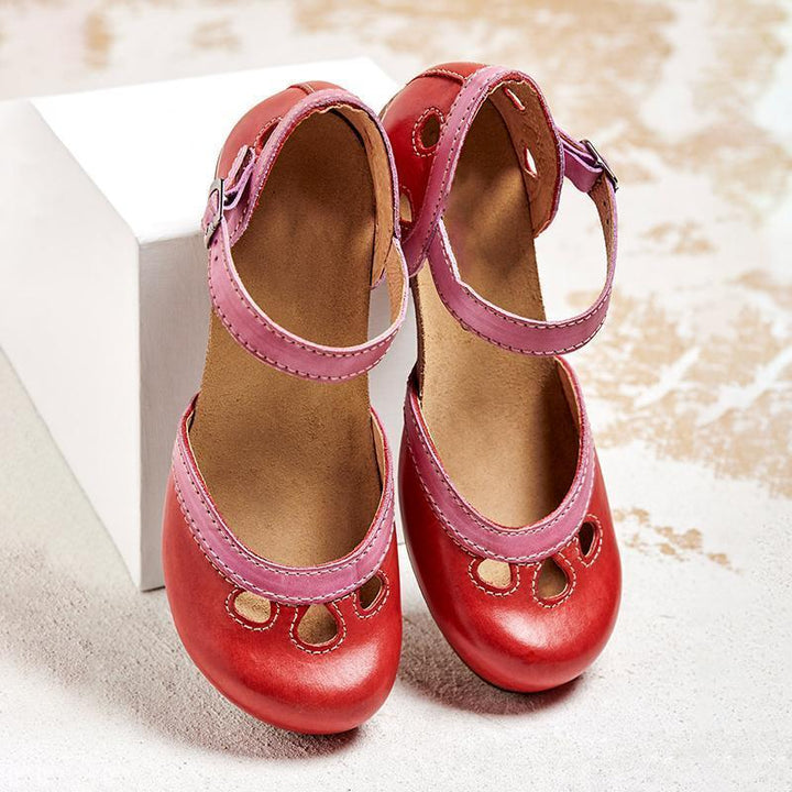 Stylish & comfortable women's open toe block heel sandals. Versatile summer footwear with block heel & ankle strap.