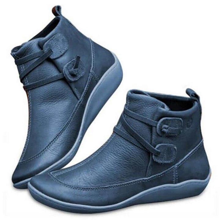 Women's comfortable ankle boots, orthopedic design, button detail. Fashionable, supportive, and easy wear.