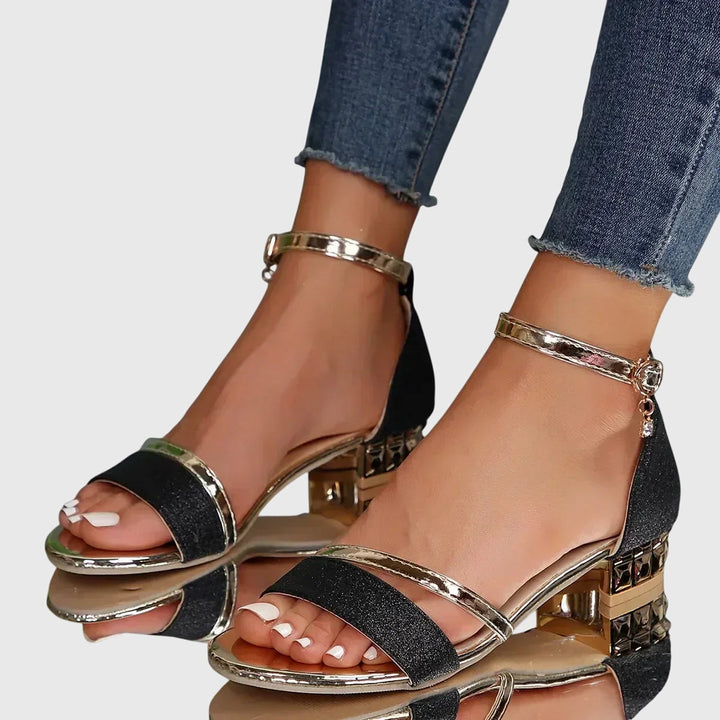 Chic women's heeled sandals with orthopedic arch support for elegant, comfortable walking.