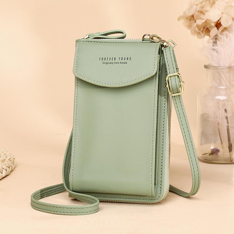 Back view of the women's PU leather crossbody wallet, showing a slip pocket