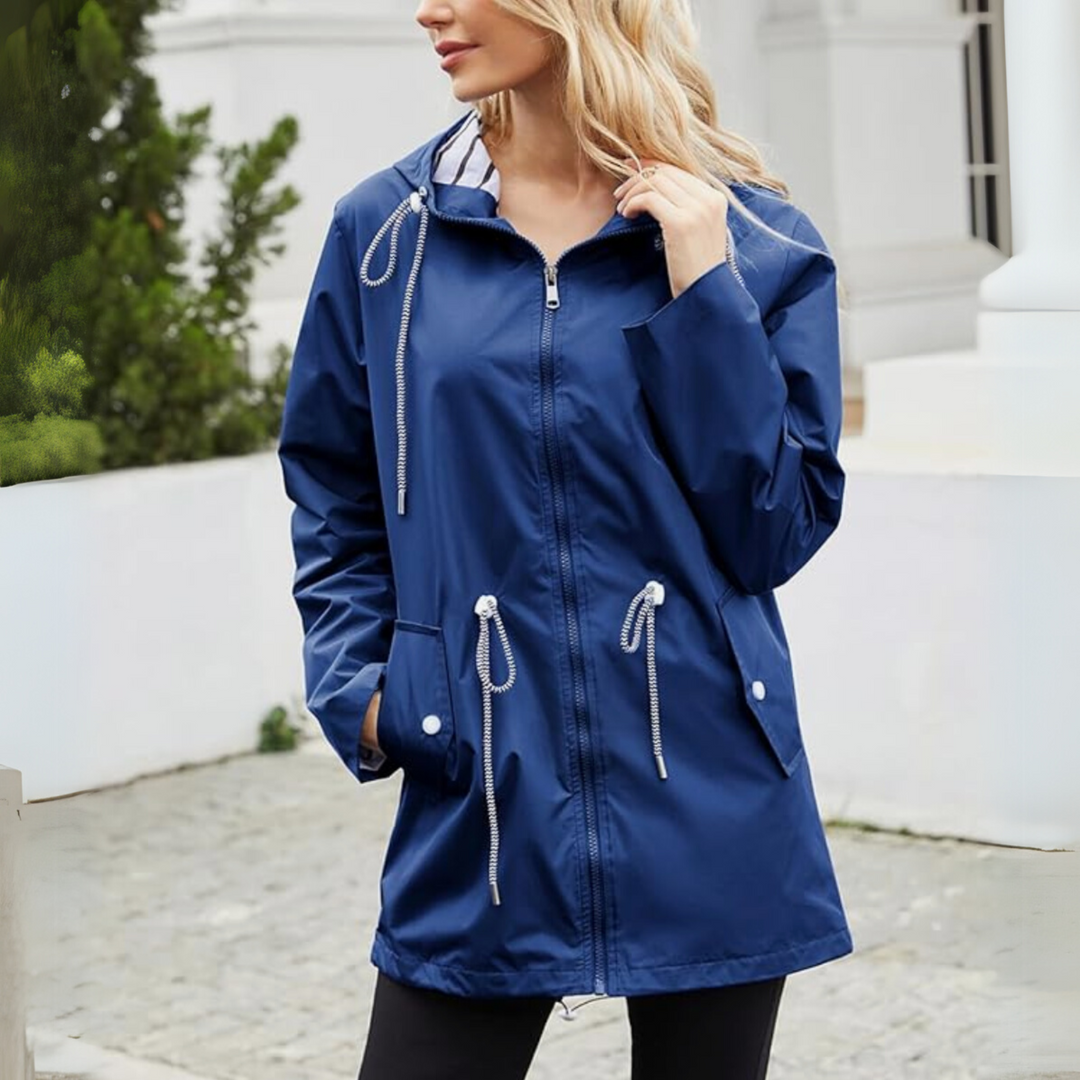 Casual women's waterproof jacket. Lightweight & durable rain protection, perfect for everyday style in spring.