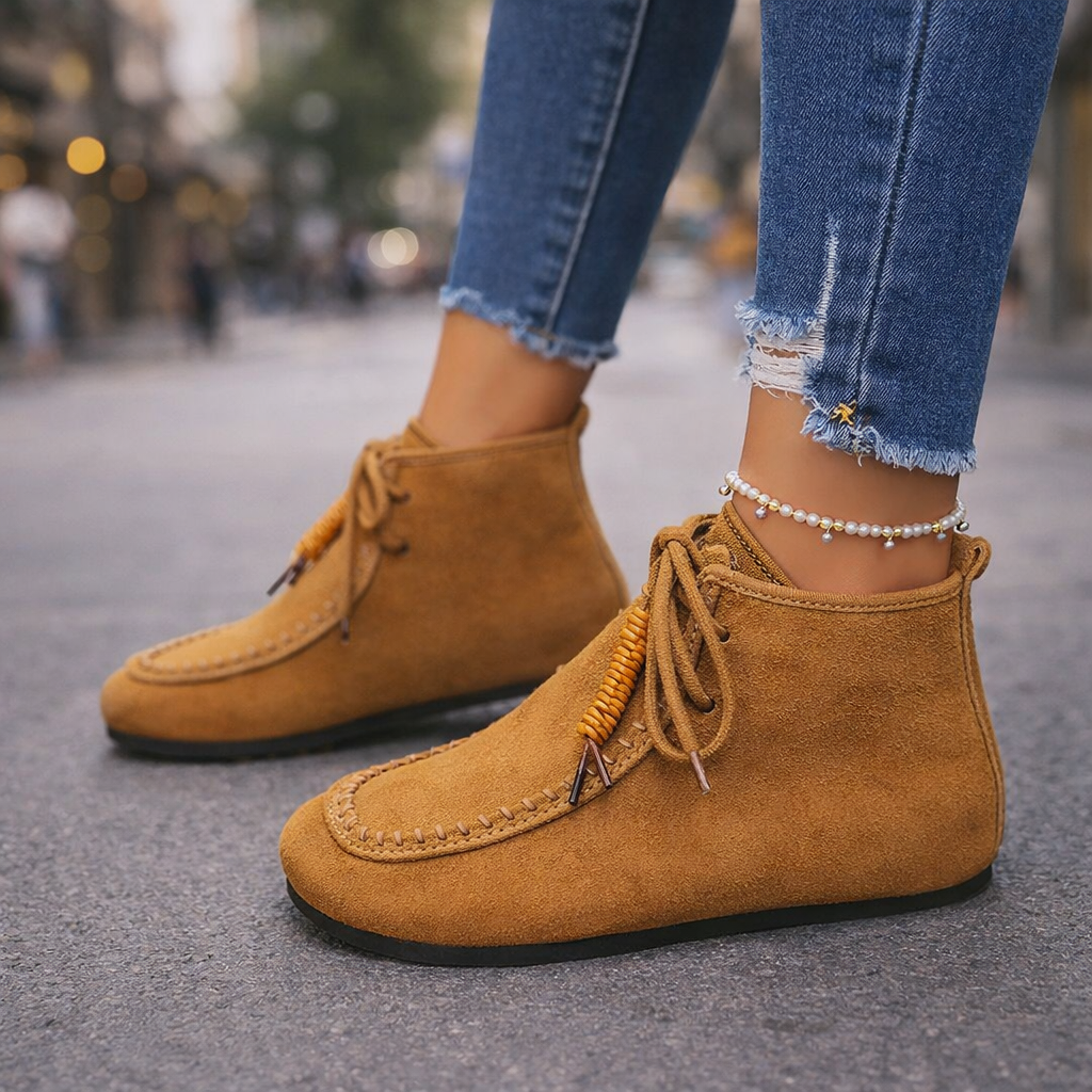 Women's Suede Lace-Up Ankle Boots, perfect for fall fashion and casual comfort