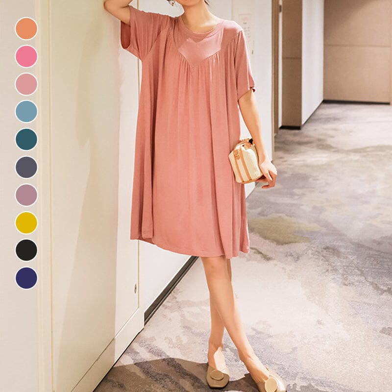 Women's Super Soft Short Sleeve Loose Pajama Dress in modal fabric, ideal loungewear