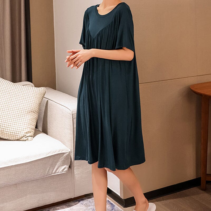 Relaxed fit modal loungewear dress for women, short sleeve sleepwear