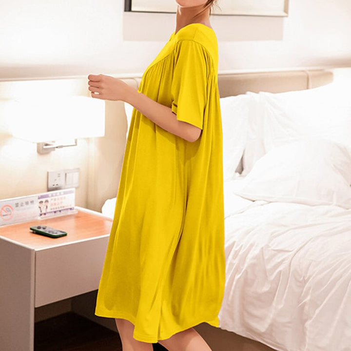 Loose women's pajama dress in super soft modal, short sleeve sleepwear