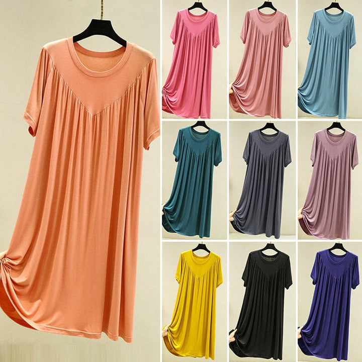 Comfortable women's short sleeve pajama dress for relaxed summer sleepwear