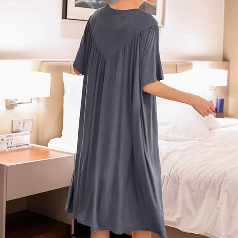 Super soft women's short sleeve loose pajama dress with a relaxed neckline