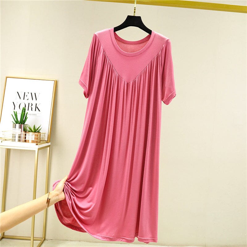 Women's short sleeve pajama dress, ideal for lounging after a long day