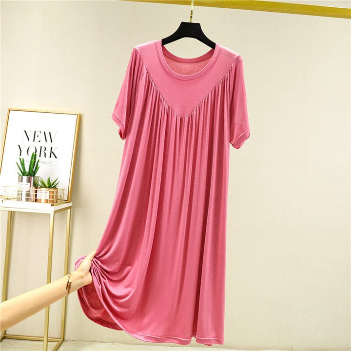 Women's short sleeve pajama dress, ideal for lounging after a long day