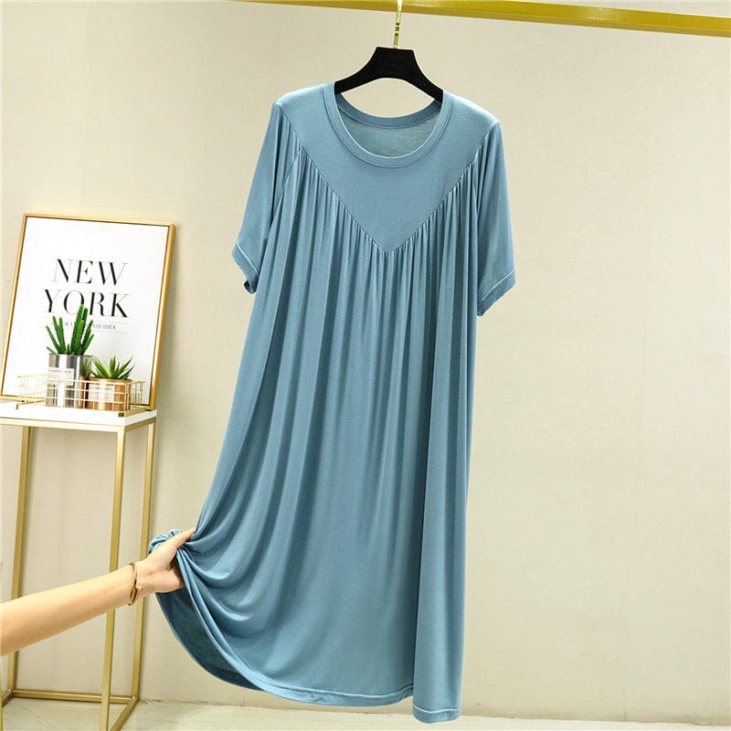 Loose fit super soft women's modal pajama dress, short sleeve comfort