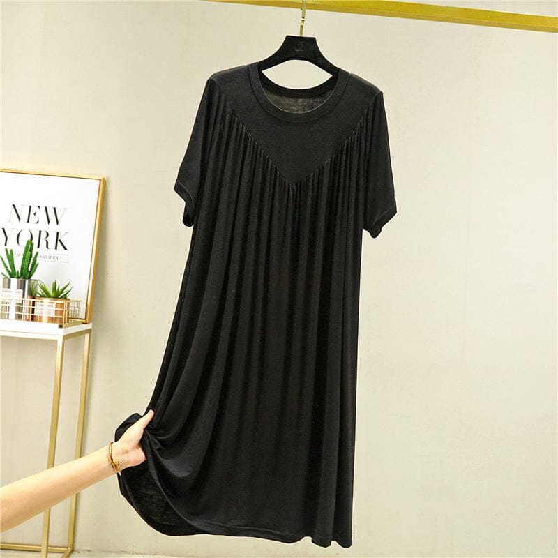 Women's modal short sleeve sleepwear dress, comfortable and loose fitting