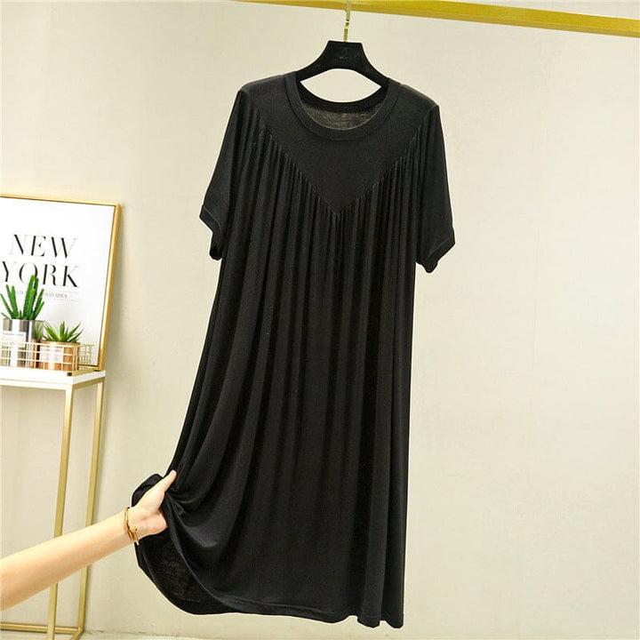 Women's modal short sleeve sleepwear dress, comfortable and loose fitting