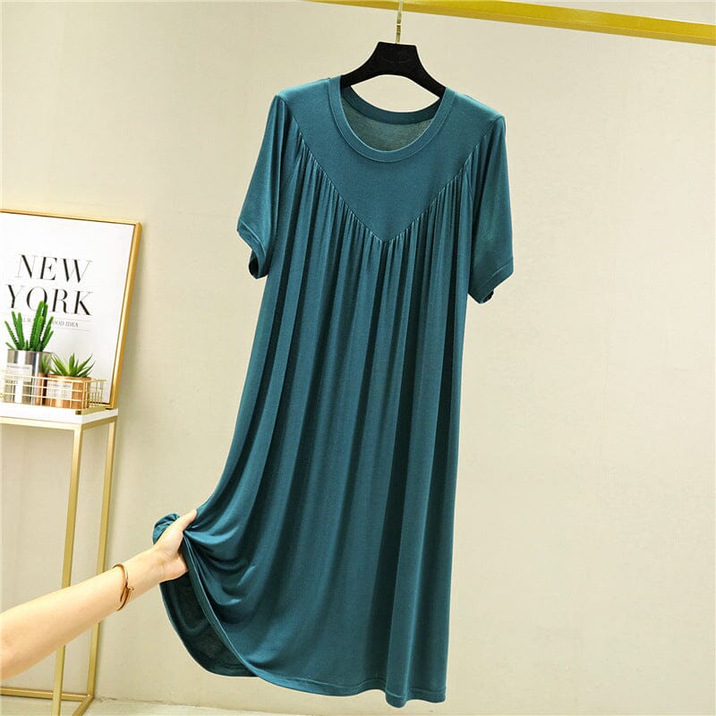 Modal fabric women's pajama dress, short sleeve and comfortable for lounging