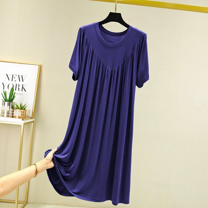 Comfortable women's loose fit short sleeve pajama dress, ideal sleepwear