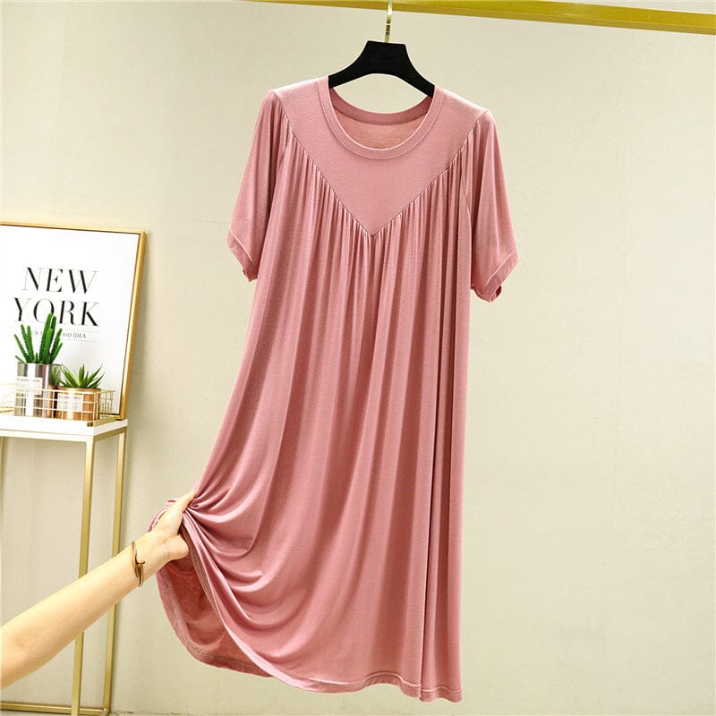 Modal super soft women's pajama dress, short sleeve and loose for relaxation