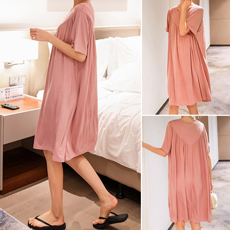 Super soft women's short sleeve sleepwear dress, a comfortable pajama choice