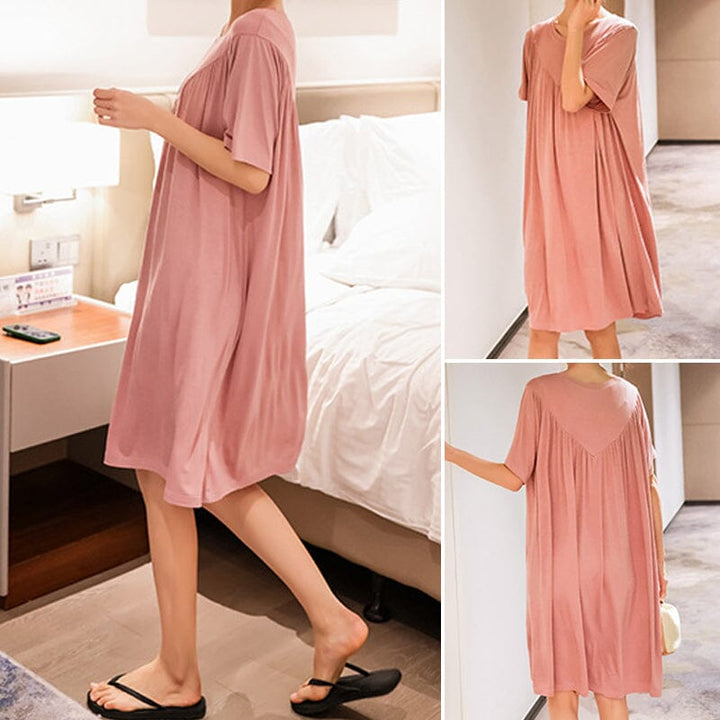 Super soft women's short sleeve sleepwear dress, a comfortable pajama choice