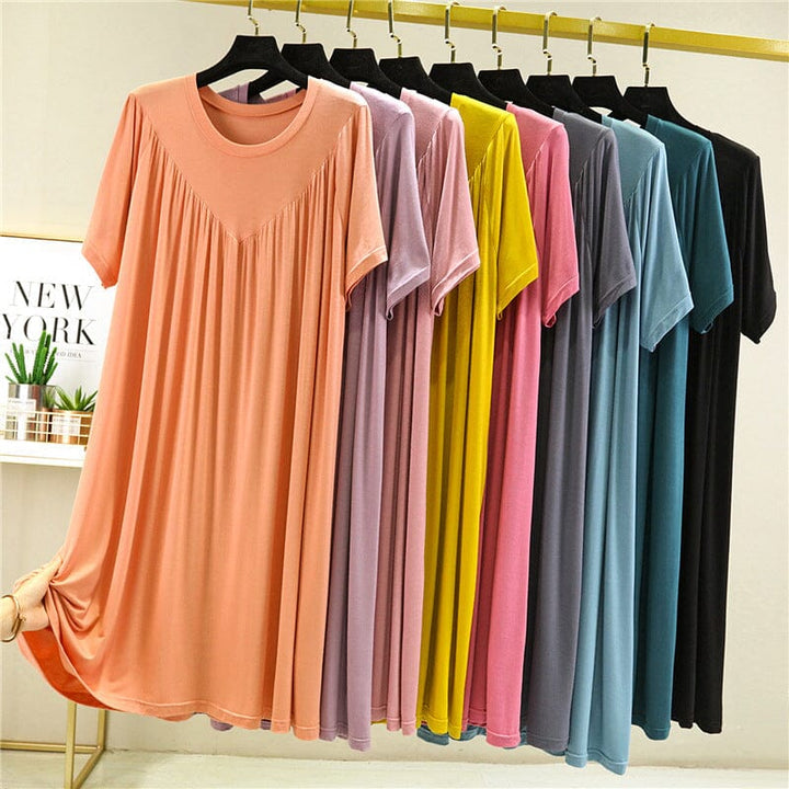 Loose fit women's sleepwear dress, short sleeve and super soft for comfort