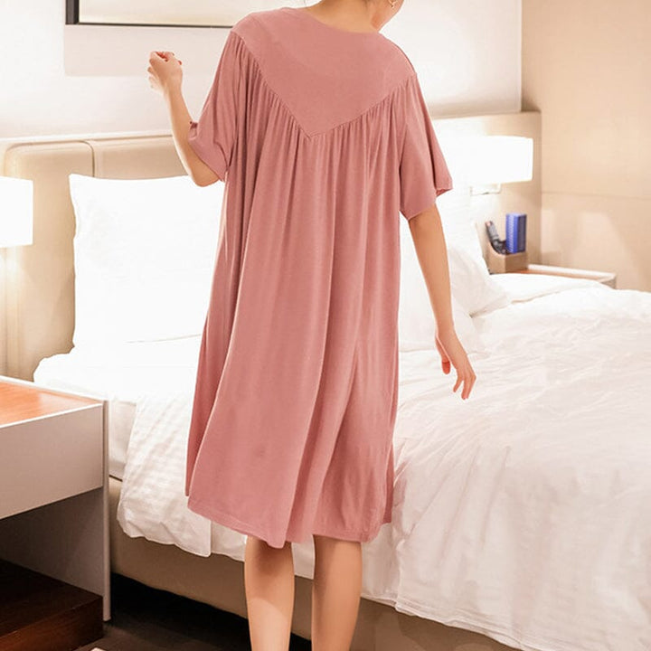 Short sleeve modal pajama dress, a comfortable and loose fit for women
