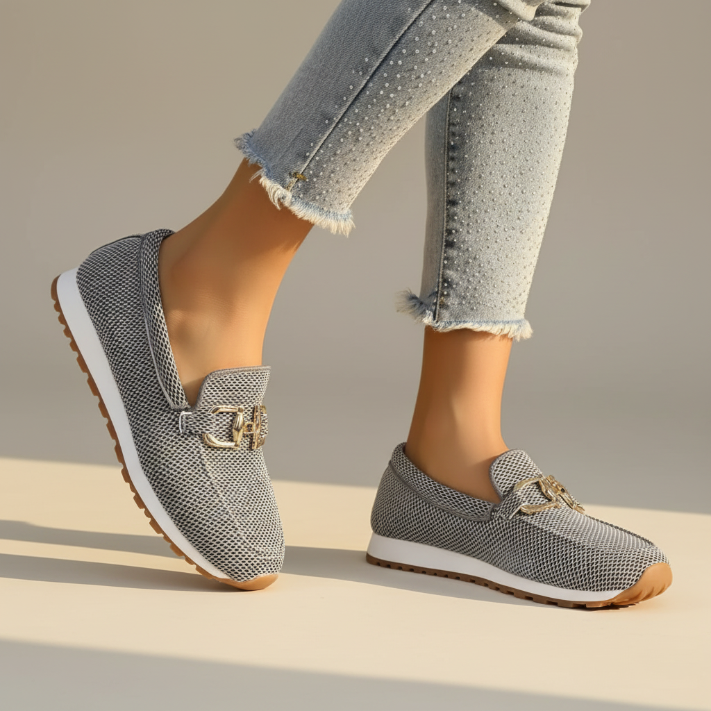 White orthopedic cushioned loafers for women. Suzane slip-on design offers all-day comfort.