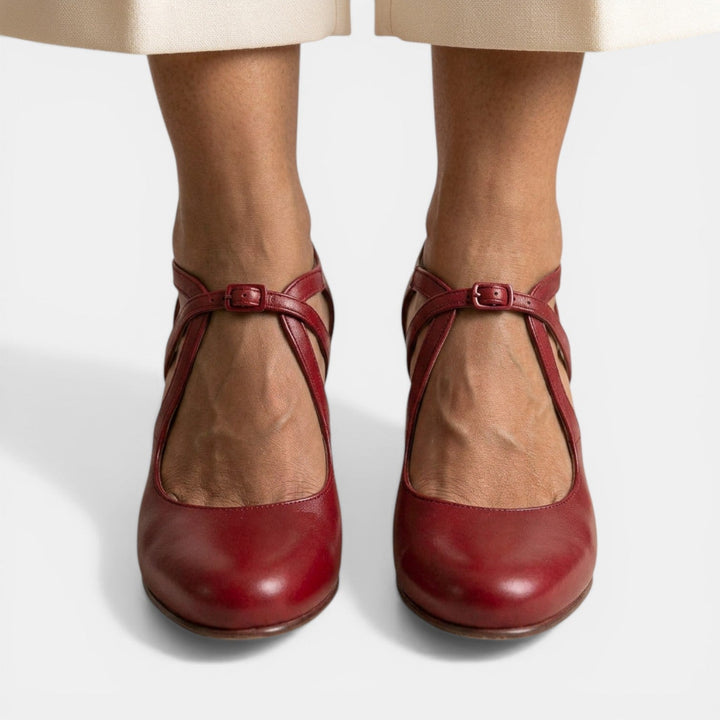 Elegant Women's T-Strap High Heel Sandals, perfect dress shoes for evening events, with round toe & buckle.