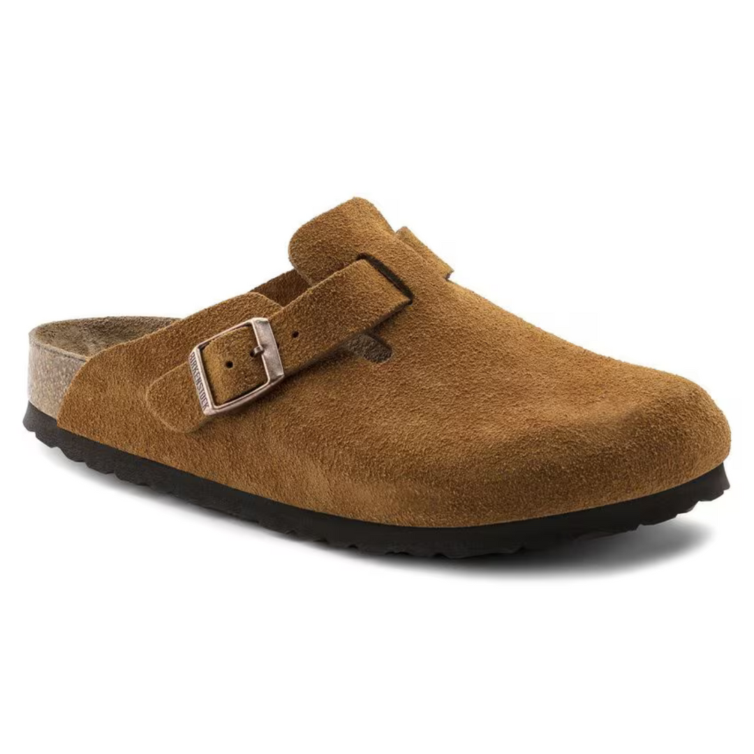 Women's taupe clogs with cushioned footbed for all-day comfort. Versatile slip-on casual footwear.