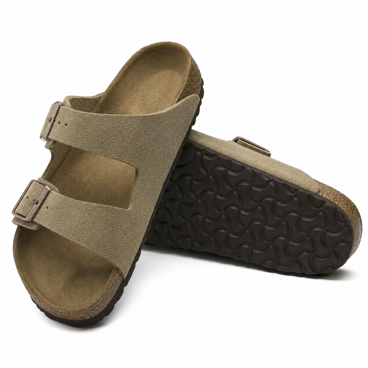 Taupe women's walking sandals featuring ergonomic design for comfortable everyday wear. Ideal for summer.