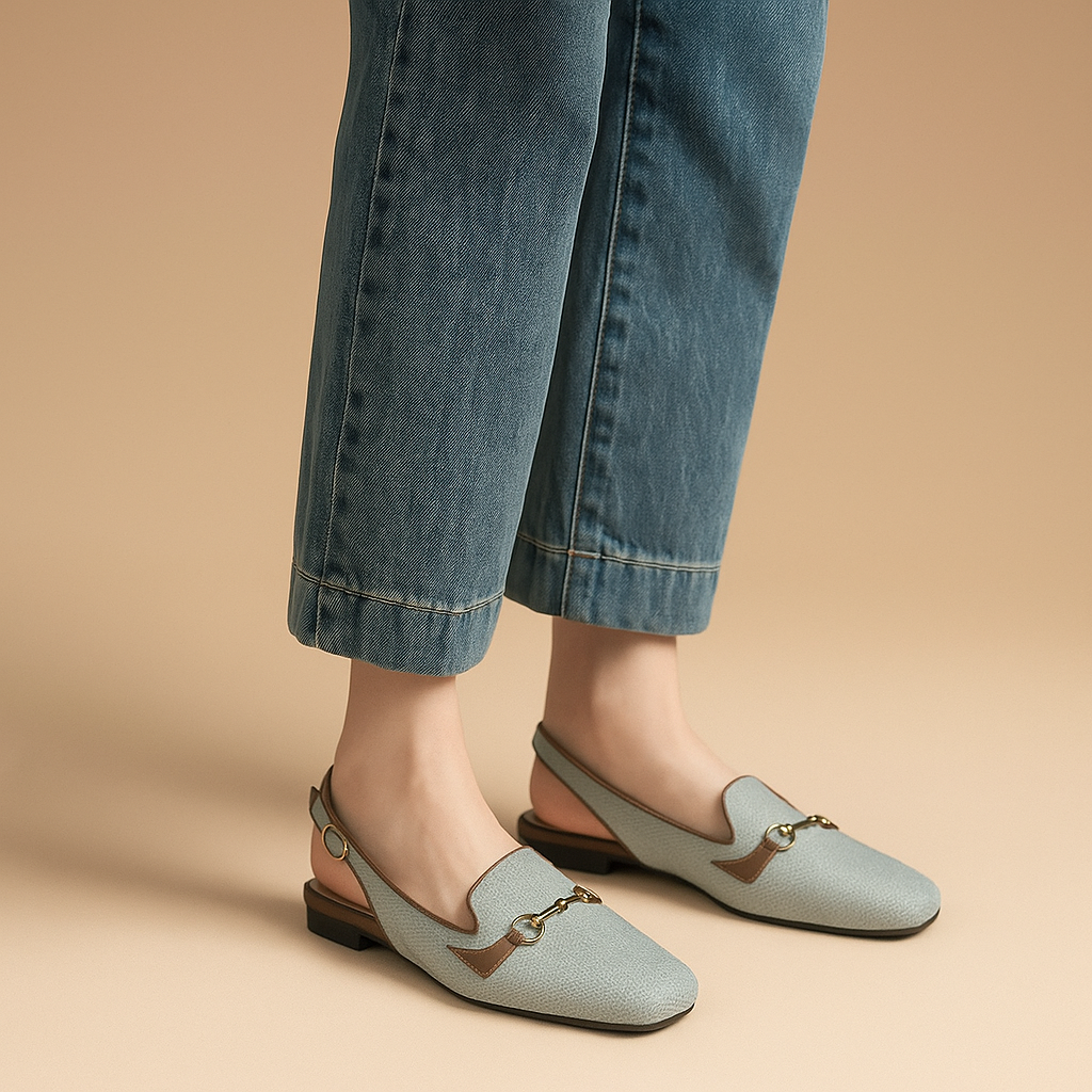 Women's Textured Slingback Loafer Flats in elegant woven design, perfect for comfortable wear.