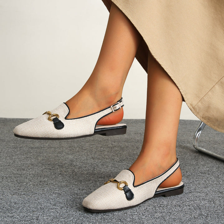 Women's slingback loafer flats featuring a unique textured design, a fashionable footwear choice.