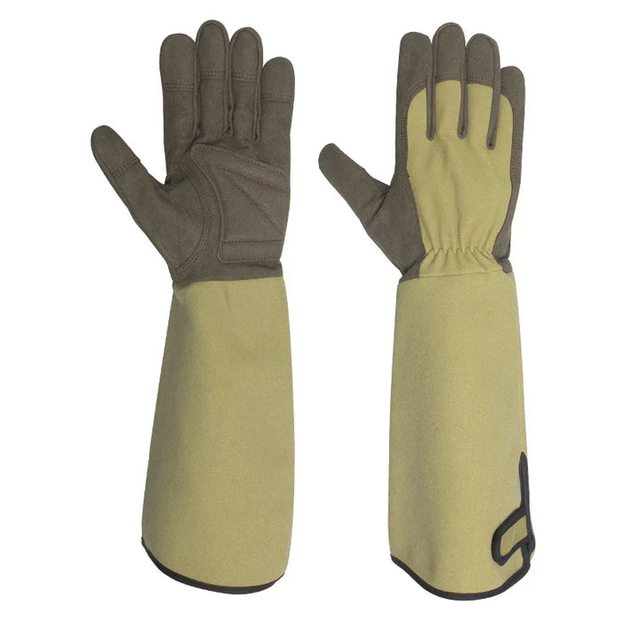 Women's thorn-proof long rose gardening gloves for ultimate hand and arm protection while pruning.