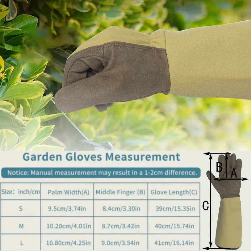 Durable women's long sleeve rose gloves, perfect for handling thorny plants like roses & berries.