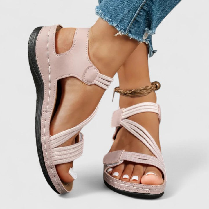 Walking sandals for women: orthopedic design, three-arch support for foot pain relief & posture correction.