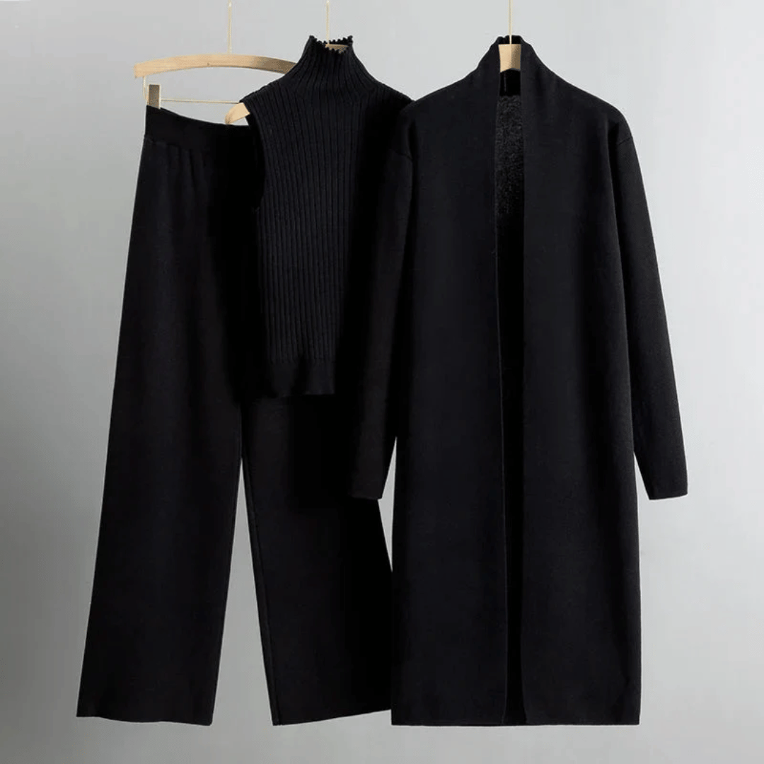 Elegant women's three-piece tailored outfit, a comfortable and stylish pant set suitable for various occasions