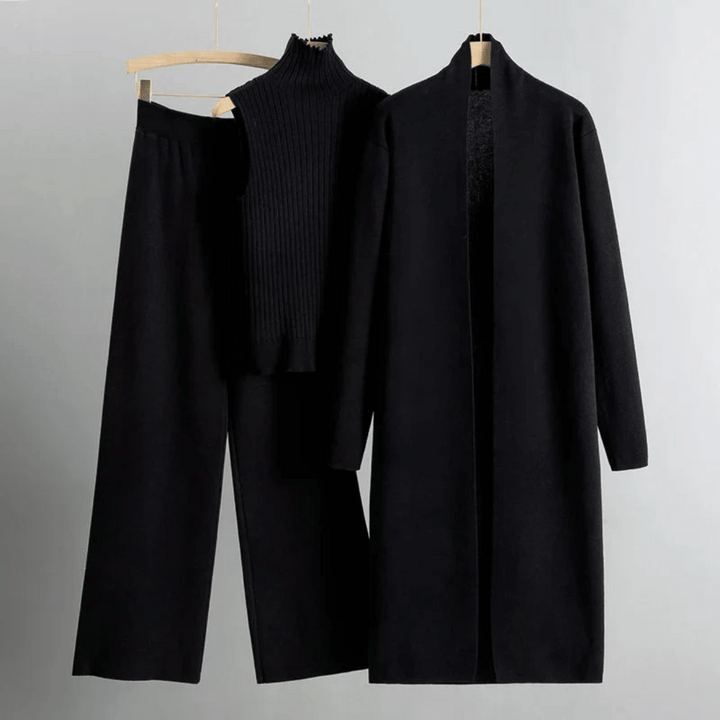Elegant women's three-piece tailored outfit, a comfortable and stylish pant set suitable for various occasions