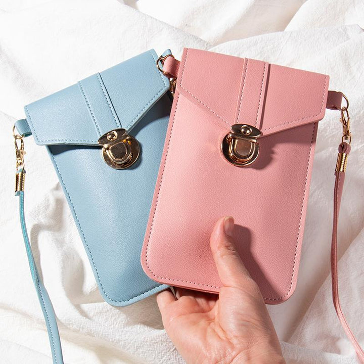 Women's versatile touchscreen bag, functions as a phone holder & mini purse