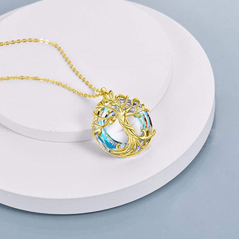 Beautiful Tree of Life necklace, a meaningful women's pendant with dazzling crystals, suitable for every day.