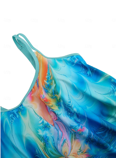 Stylish women's tankini two-piece with classic print, perfect for beach, pool, or any summer swimwear occasion.