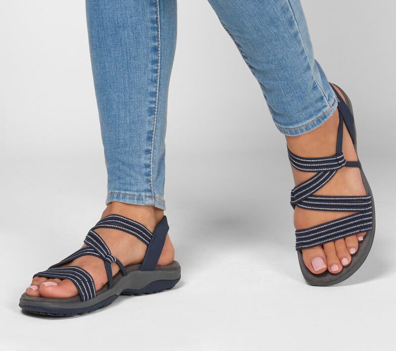 Stylish women's open-toe slip-on sandals, offering ultimate comfort for summer casual everyday footwear.