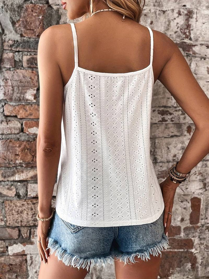 Lightweight women's lace trim V-neck camisole, ideal for summer. Casual, feminine & comfortable everyday wear.