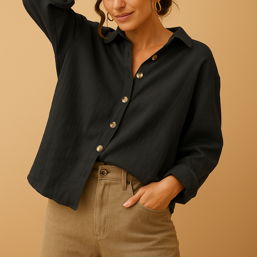 Women's versatile comfort blouse, perfect for everyday casual wear. Chic long-sleeve top for spring & summer.