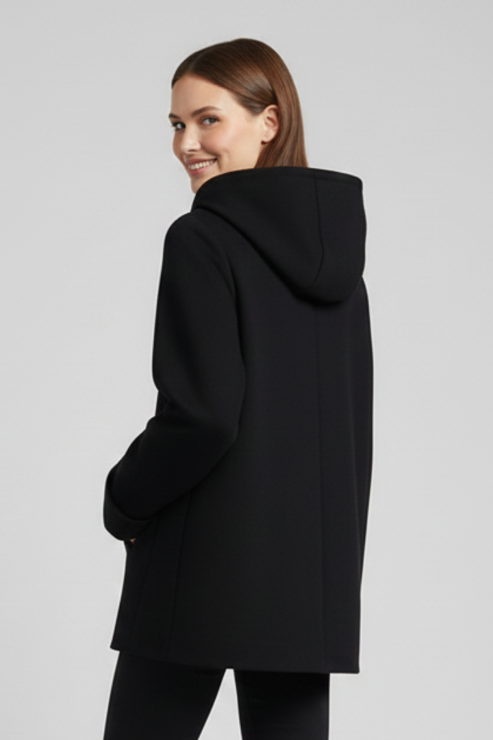 Practical women's outerwear: a hooded zip jacket with essential pockets, great for versatile layering.