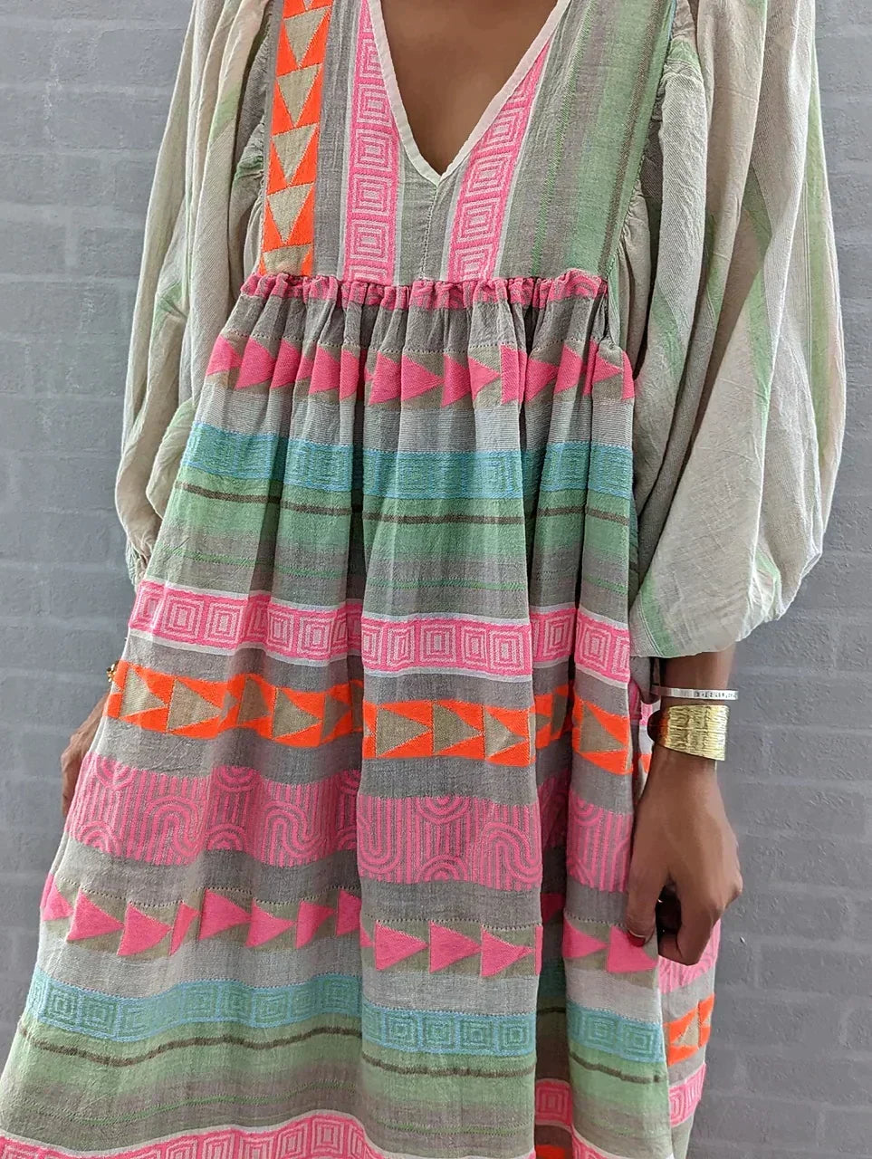 Vibrant gradient maxi summer dress for women. Flowing fabric & colorful design for an elegant, vacation-ready look.